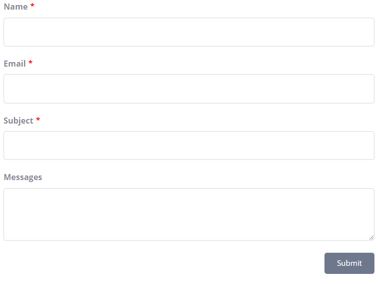 Form displayed on the page